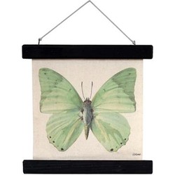HK-living schoolplaat vlinder geprint katoen S 23x23x2,5cm