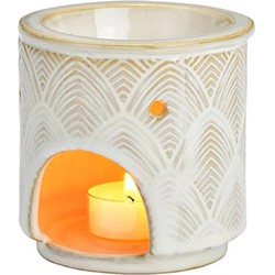 Geurbrander voor amberblokjes/geurolie - keramiek - creme wit - 10 x 10 x 10 cm - Geurbranders