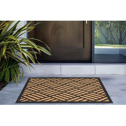 Bali Kokos - Deurmat - Droogloopmat – Beige / Zwart - Slijtvast & 100% Kokosvezel- 40x60 CM