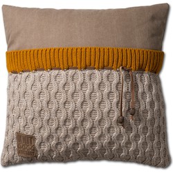 Knit Factory Joep Sierkussen - Beige Mêlee - 50x50 cm - Inclusief kussenvulling