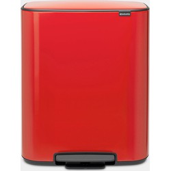 Bo Pedal Bin, with 1 Inner Bucket, 60 litres - Passion Red