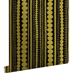 ESTAhome behang kralen zwart en glanzend goud - 0,53 x 10,05 m - 128822
