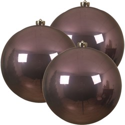 3x stuks grote kunststof kerstballen lila paars 14 cm glans - Kerstbal