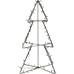 Anna's Collection Verlichte 3D kerstboom - 77 cm - zwart - metaal - 120 led - kerstverlichting figuur