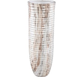 PTMD Miami Cream ceramic pot ribbed round L