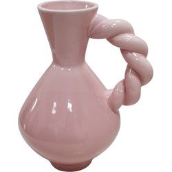 Vase - Twisted Handle - Dolomite - Pink - 17.5x13.5x22cm