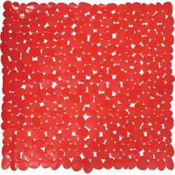 MSV Douche/bad anti-slip mat - badkamer - pvc - rood - 54 x 54 cm - Badmatjes
