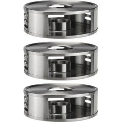 Rechaud warmhoudplaatje 15 cm - 3x - RVS - voor theepotten/pannen - warmhouder - Waxinelichtjeshouders