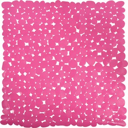 MSV Douche/bad anti-slip mat - badkamer - pvc - fuchsia roze - 53 x 53 cm - Badmatjes