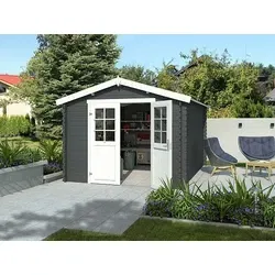 Outdoor life blokhut Norah Carbon Grey- Wit, 275 x 380 cm