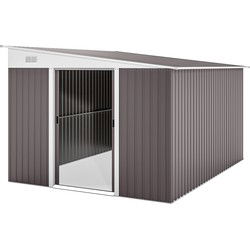 Metalen Tuinschuur met Schuin Dak - Dubbele Vergrendelbare Deuren - 2,8 x 3,45 x 2,01m - Grijs