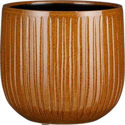 Mica Decorations Bloempot Pablo - 21x21x19 cm - Keramiek - Oker
