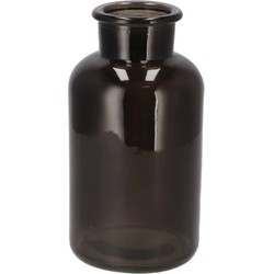 DK Design Bloemenvaas melkbus fles - helder glas zwart - D10 x H20 cm - Vazen