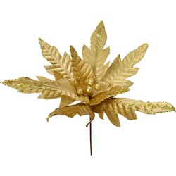 Clayre & Eef Kunstbloem Kerstster Ø 48x50 cm Goudkleurig Kunststof