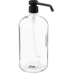 Zeeppompje/zeepdispenser van glas - transparant - 1 liter - Zeeppompjes