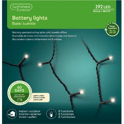 LED Durawise twinkle buitenverlichting op batterij warm wit 192 lampjes - Kerstverlichting kerstboom
