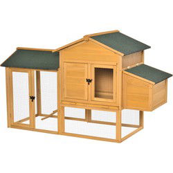Kippenhok met Uitloop en Nestkast - Hout 168x75x103 cm