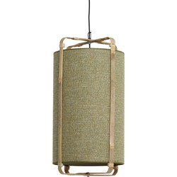 Light&living Hanglamp Ø42x70 cm SENDAI groen+bamboe naturel