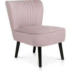 Vintage fluwelen fauteuil Sofia - Oud roze -  58 x 70 x 72 cm - Lifa Living