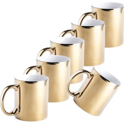 6x Gouden koffie mokken/bekers met metallic glans 350 ml - Bekers