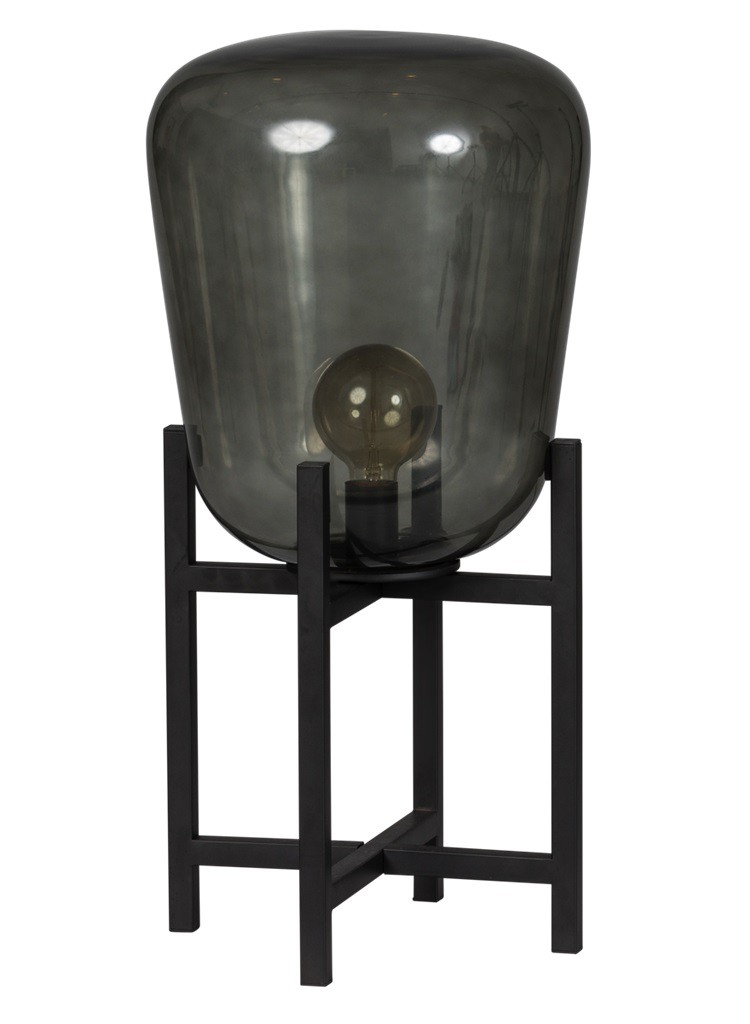 ETH Tafellamp Benn - H70 Cm - Ø33 Cm - Rookglas En Zwart Metaal - 