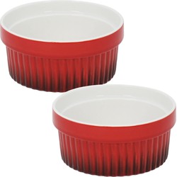10x Creme brulee schaaltjes/bakjes rood 9 cm van porselein - Serveerschalen