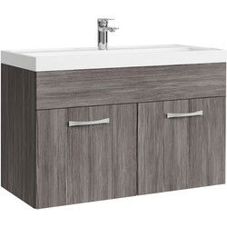 Badplaats Badkamermeubel Set Paso 01 80 x 40 cm - Grijs Eiken - Badmeubel met Wastafel