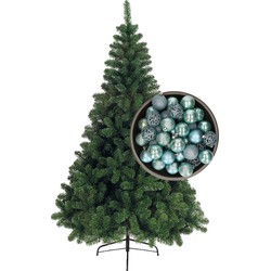 Bellatio Decorations kunst kerstboom 240 cm met kerstballen ijsblauw - Kunstkerstboom