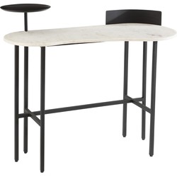 J-line - Console Marmer/ijzer Wit/zwart - 110x60x90cm