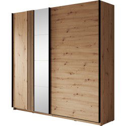 Meubella - Kledingkast Adyson -  Eiken - 220 cm - Met spiegel