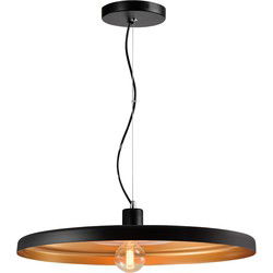 QUVIO Hanglamp rond zwart met gouden binnenkant -