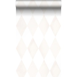 Origin Wallcoverings behang wieberruit-motief licht crème beige en mat wit - 53 cm x 10,05 m - 337216