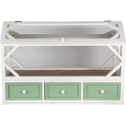 Clayre & Eef Decoratie Kweekkastje Wit Groen Hout