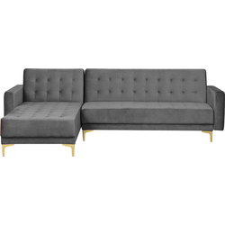 ABERDEEN - Hoekslaapbank - Grijs - Rechterzijde - 267 cm - Fluweel
