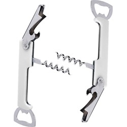 2x stuks flesopener/kurkentrekker - kelnersmes - Creme wit - 12 x 3,5 x 1,5 cm - Flesopeners