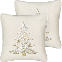 CLEYERA - Sierkussen set van 2 - Beige - Katoen