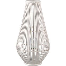 PTMD Lysia Sand Round Bamboo Lantern With Glass L