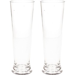 2x stuks onbreekbaar bierglas op voet transparant kunststof 30 cl/300 ml - Bierglazen