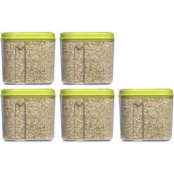 Plasticforte Voedselcontainer strooibus - 5x - groen - 1000 ml - kunststof - voorraadpot - Voorraadpot
