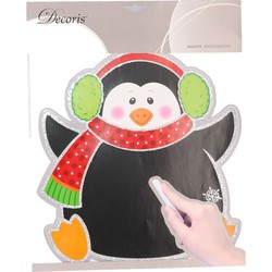 Kerst decoratie pinguin krijtbordje 31 x 38 cm - Feeststickers