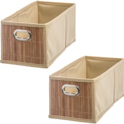 3x stuks opbergmand/kastmand 6.5 liter beige linnen/bamboe 15 x 14 x 31 cm - Opbergmanden