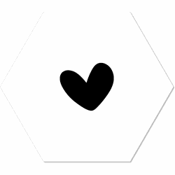 Label2X Muurhexagon hart wit Dibond - Aanbevolen / 18 x 15 cm - 18 x 15 cm