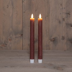 B.O. 2Pcs 3D Wick Antique Pink Taper Candle 23 cm Rustic Wax - Anna's Collection
