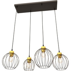 industriële hanglamp Palmieri Zwart 4-lichts