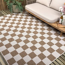 Buitenkleed Level blokken - checkerboard jute - Interieur05 Bruin,Beige - Polypropyleen - 200 x 290 cm - (L)