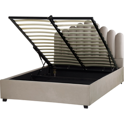 Beliani VINCENNES - Tweepersoonsbed-Beige-Fluweel