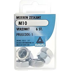 Moer zeskant m10 verz 6st