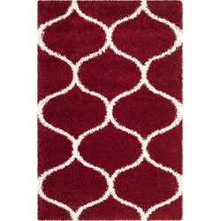 Safavieh Shaggy Indoor Woven Area Rug, Hudson Shag Collection, SGH280, in Red & Ivory, 122 X 183 cm