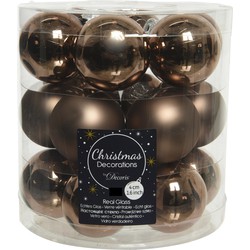 36x stuks kleine glazen kerstballen walnoot bruin 4 cm mat/glans - Kerstbal