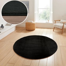 Rond Wasbaar vloerkleed - Malaga Zwart - Ø 120 CM